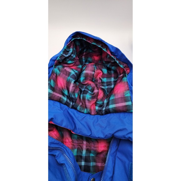 Burton Girls Lynx JK Ski Snowboard Jacket Royal Blue Plaid Lined Size L 14-16 - Picture 10 of 16